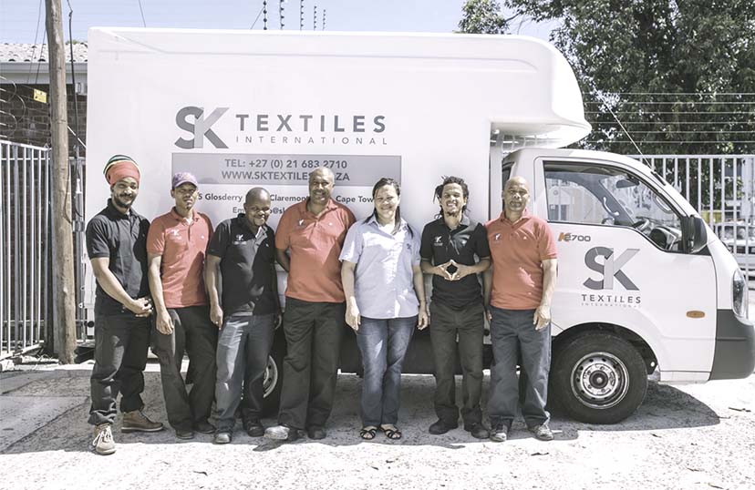 SK Textiles Fabrics Delivery Van and warehouse staff